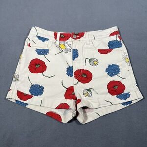 American Apparel Poppy Flower Denim Shorts Women's Size 30 Floral High Rise USA